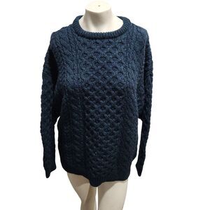 Avoca Collection Vintage Wool Crewneck Sweater Fisherman Winter Grunge Mens SZ L